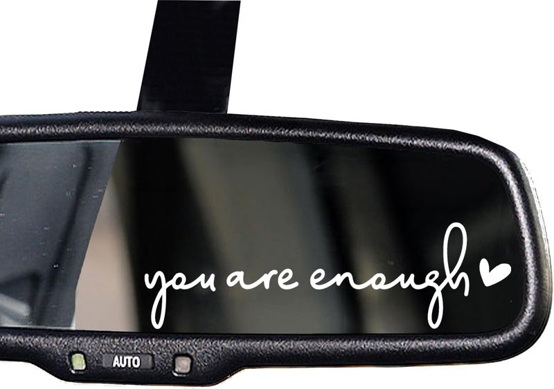 OFlyDesigns 3 x You are Enough Rearview Mirror Decal, Vanity Mirror Stickers, Rear View Mirror Sticker, Car Mirror Decal, Sticker for Tumblers, Window Self Affirmations - Image 1